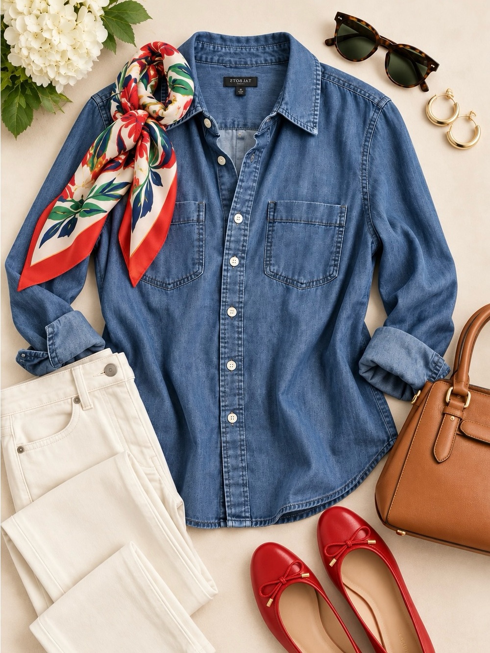 Talbots Classic Blue Denim Button-Up Shirt - Women's Casual Top